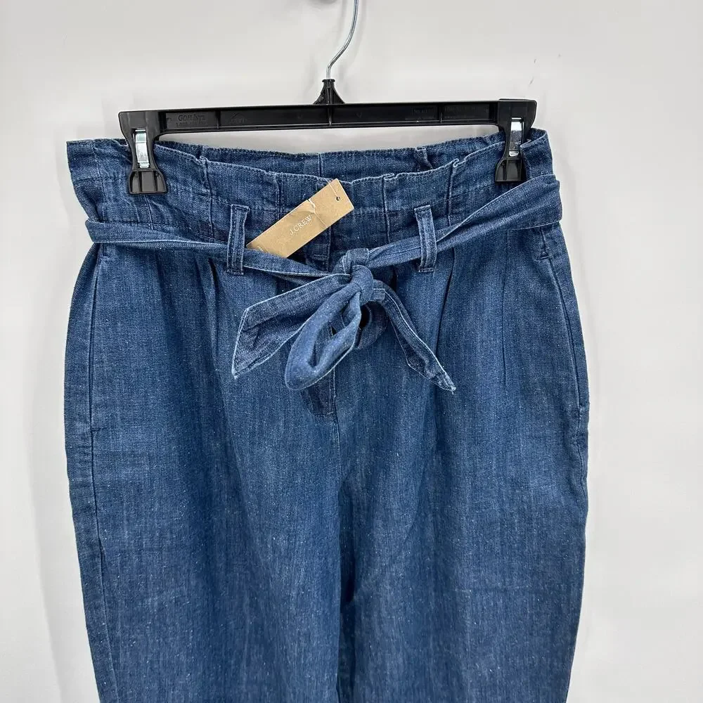J. CREW NWT Paperbag Tie Waist Ankle Jean Pants in Chambray  // 2